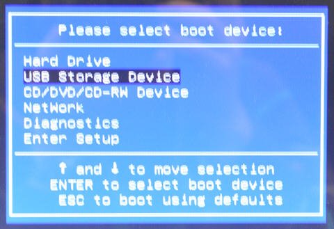 Set booting by USB drive