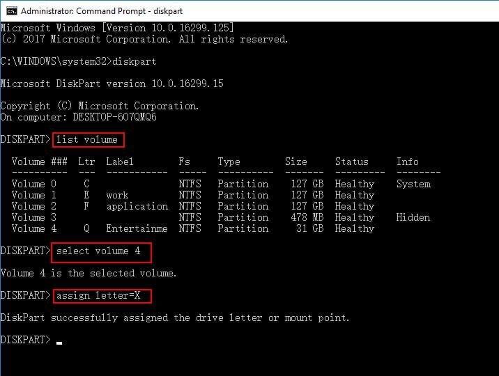 how to change drive letter through command prompt