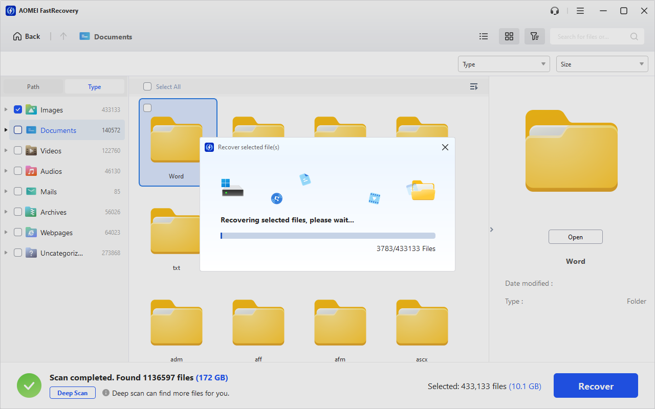 Choose a safe location for recovered files
