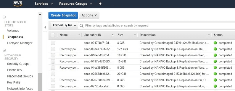 list snapshots list snapshots