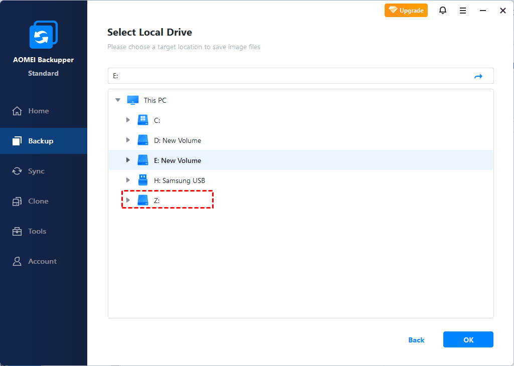 Backup to Mapped Drive