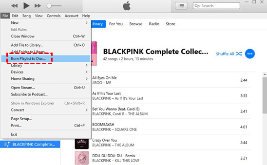 Burn Playlist to Disc