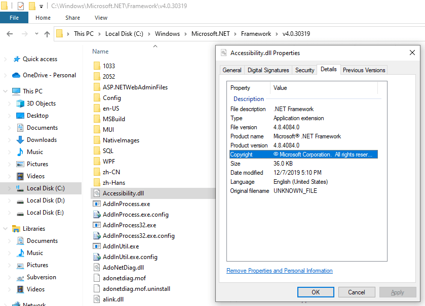 windows server .net framework version
