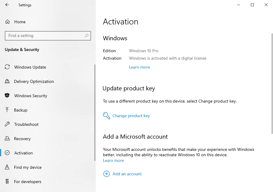 windows is activated with a digital license