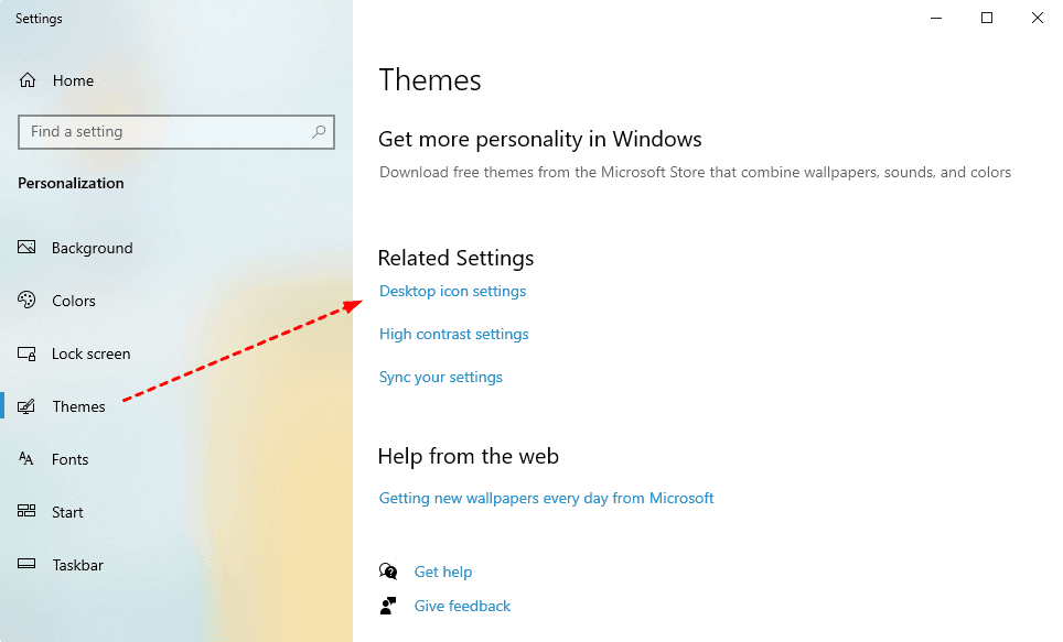 desktop icon settings