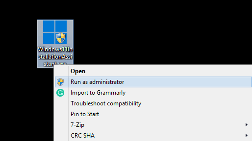 run Windows 11 installation assistant as admin