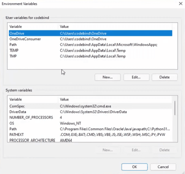 environment variables